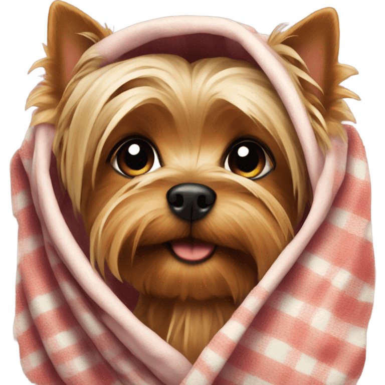 Yorkshire terrier in a blanket emoji