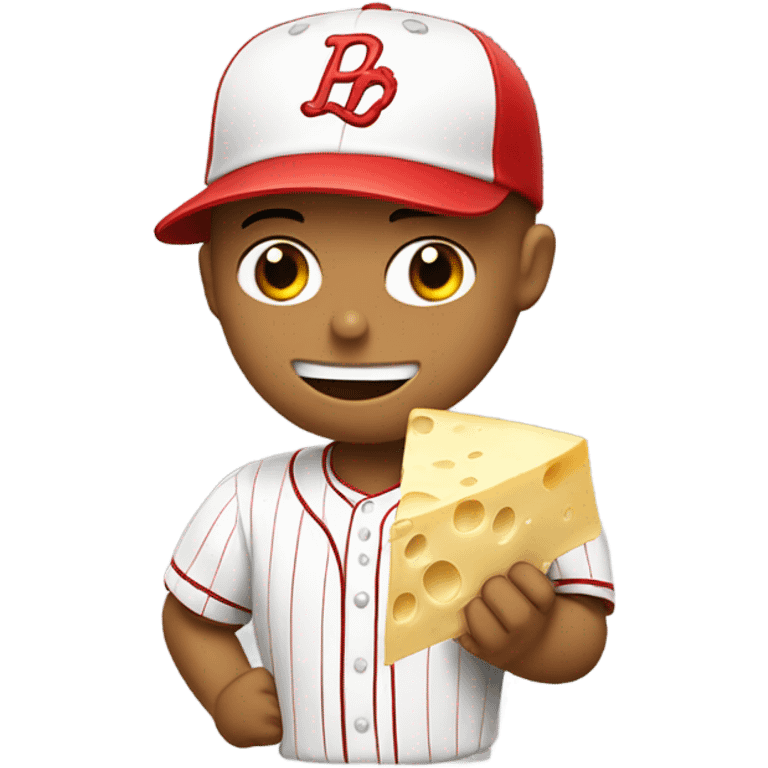 White Baseball player with red hat eating cheese emoji