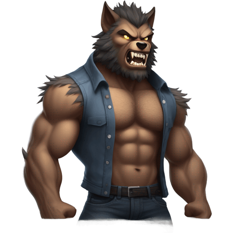 Werewolf man shirt ripping off  emoji