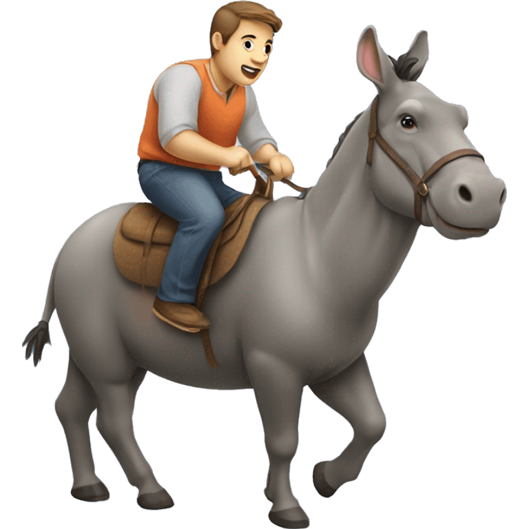 An animal hippo riding an animal donkey emoji