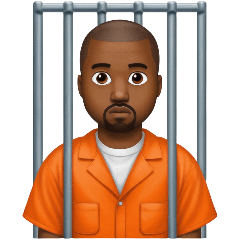 kanye west as a prison inmate with an orange overall emoji