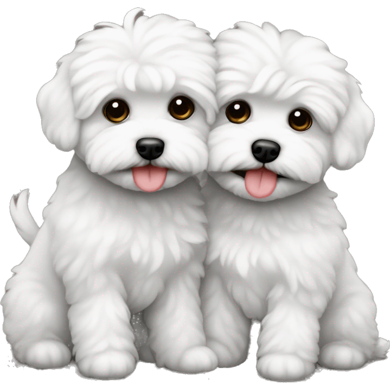 Two malti-poo dogs kissing each other emoji