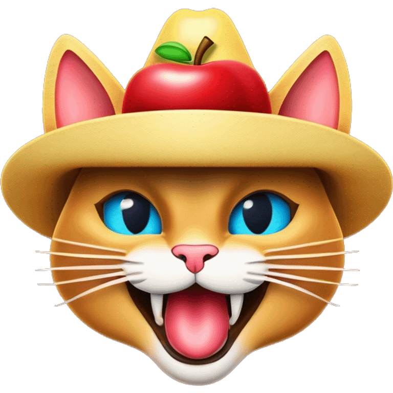 Gato con  un sombrero de manzana emoji