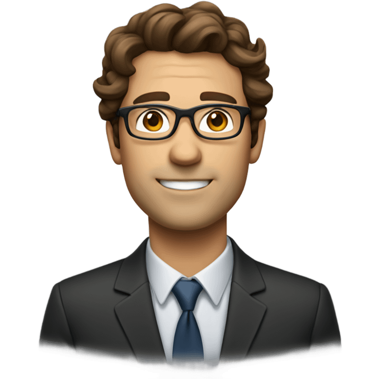 business man with wavy brown hair, square glasses, no facial hair, thin lip emoji