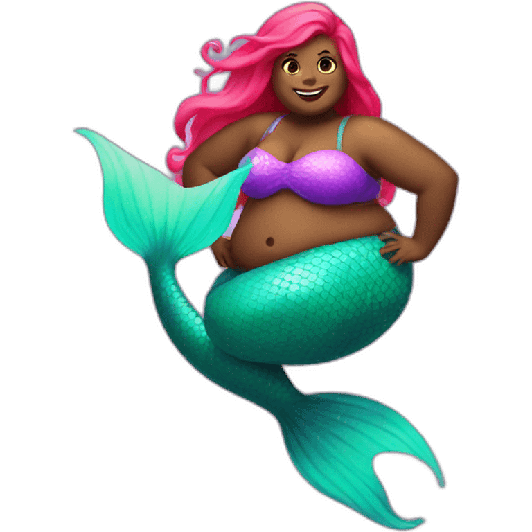 fat mermaid with neon tail emoji