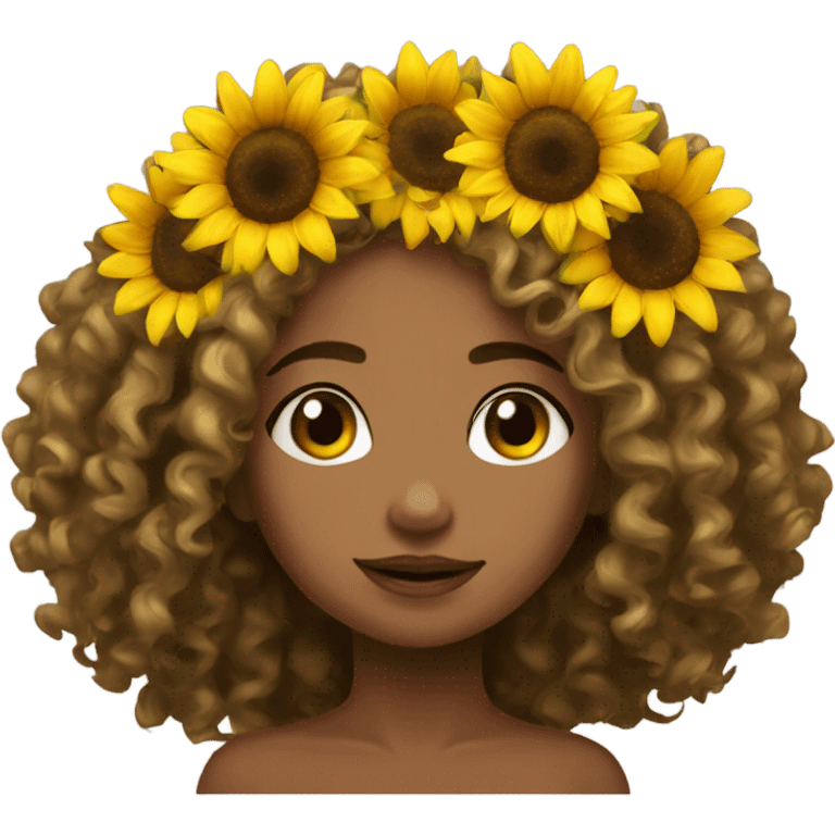 sunflower crown girl curly hair emoji