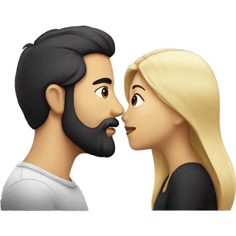 guy with beard kissing girl with black hair emoji