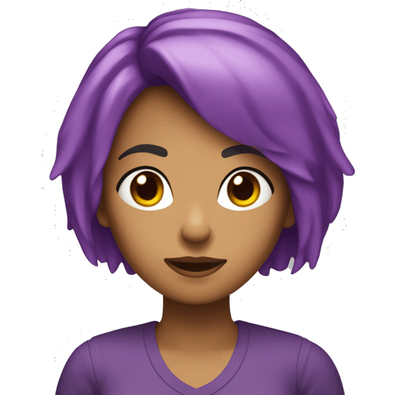 chica con pelo violeta y cara de susto emoji