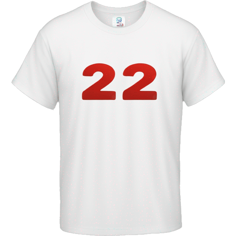 white t-shirt that says the number 22 in red letters emoji