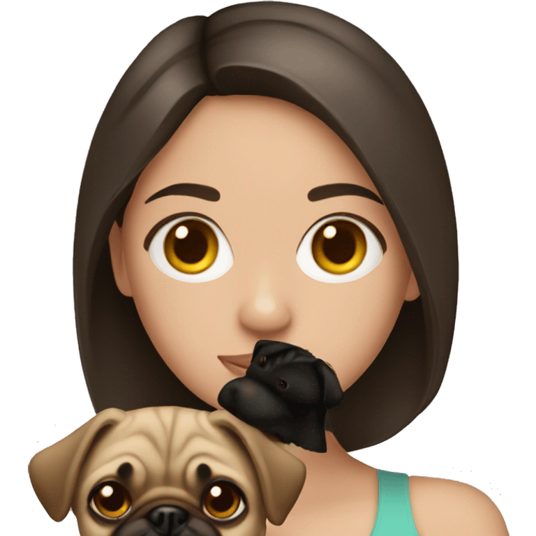 Brunette girl with a Pug  emoji