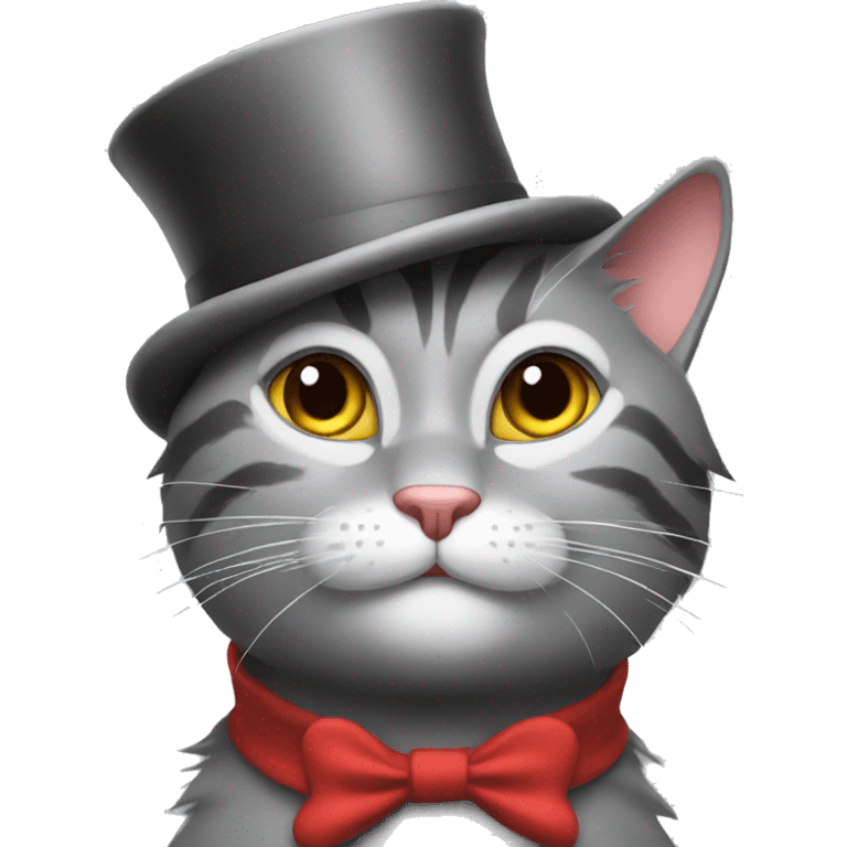 Grey cat in the hat funny emoji