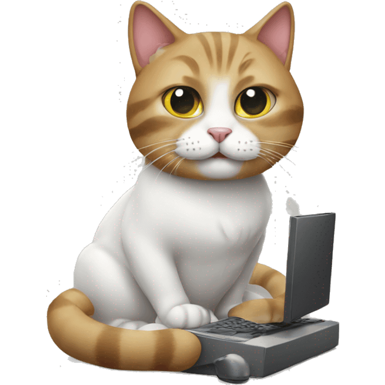 cat using pc emoji