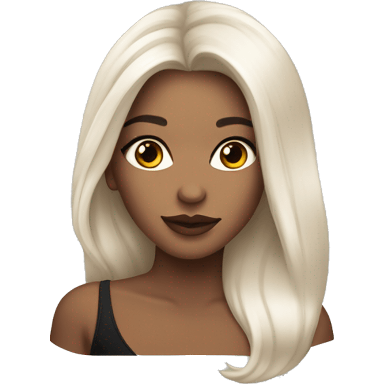 Une fille avec un maquillage latina et cheveux noirs long et lisse  emoji