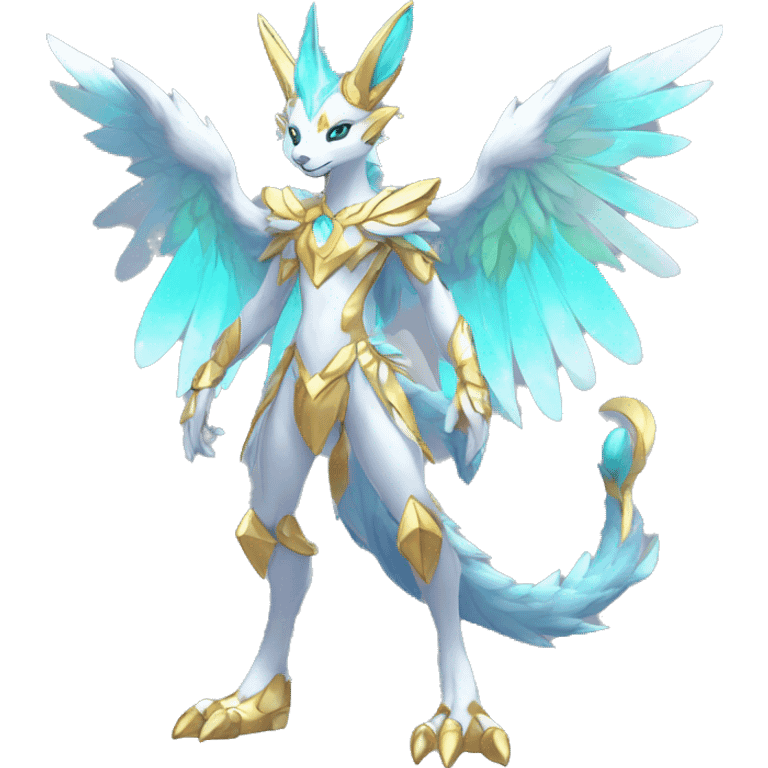 Anthro Sona Colorful Godly Celestial Shiny Fakemon Fantasy Creature Full Body emoji