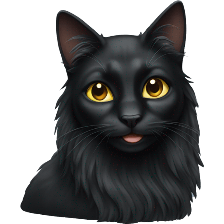 Long haired black cat emoji