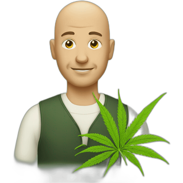 Bald man holding hemp emoji