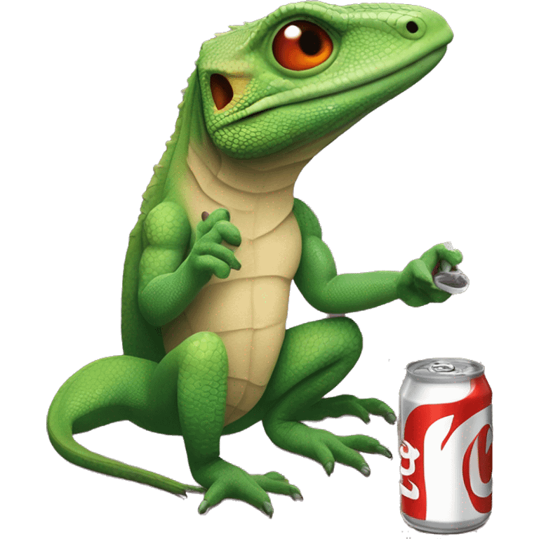 lizard hugging a cig with a diet coke can in the background emoji