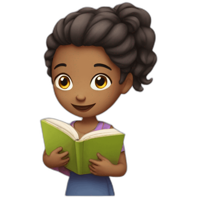 Young girl with book emoji