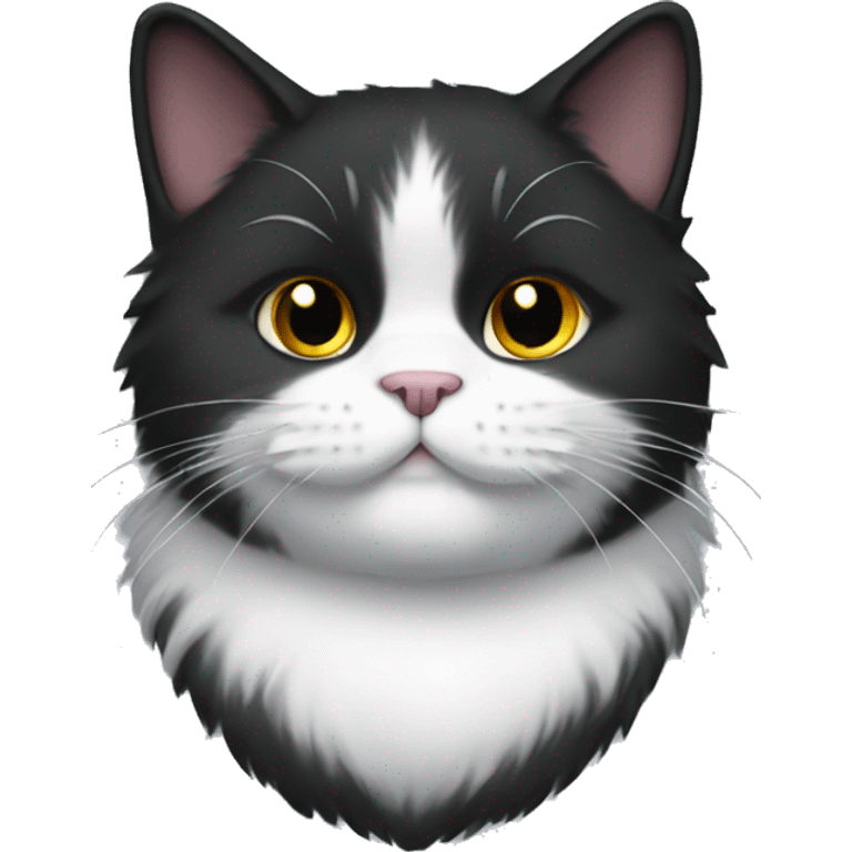 black fat fluffy cat with a white shirtfront emoji