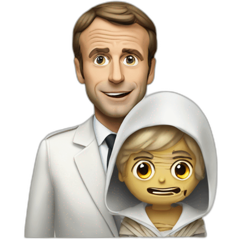 emmanuel macron with a mummy emoji