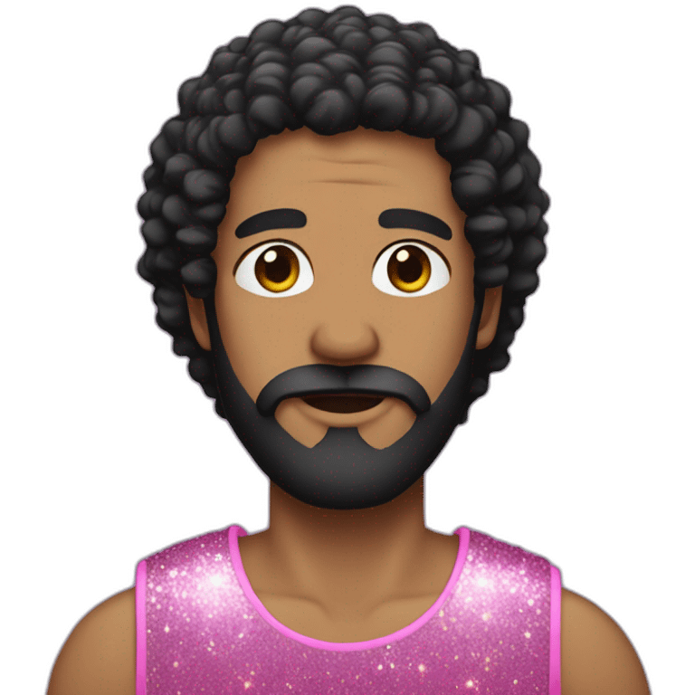 man with black hair and pink beard with glitter emoji