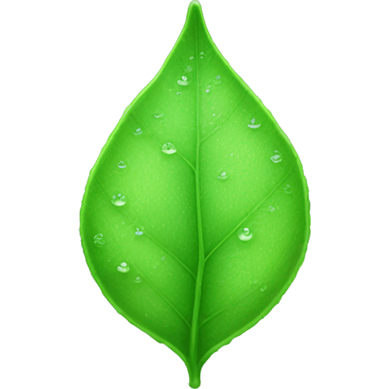 soft green leaf with morning dew drop emoji