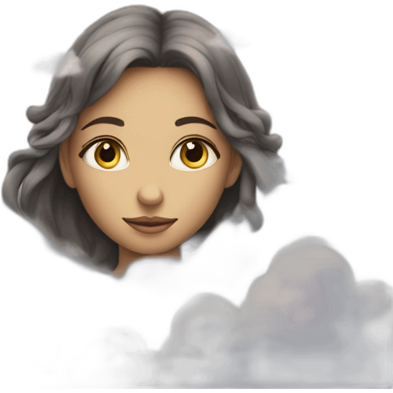 Girl in heaven between clouds and starts emoji