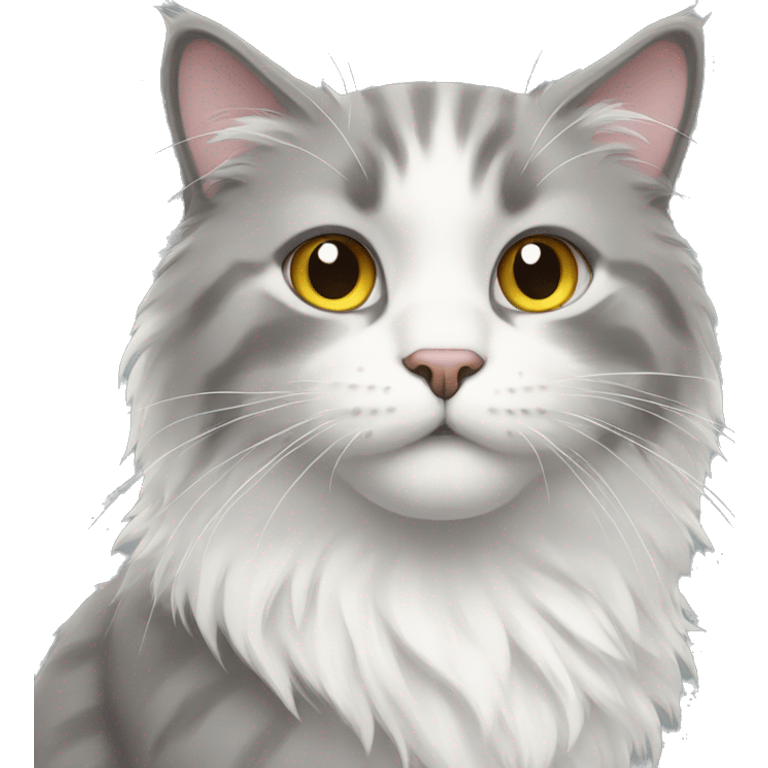 Grey and white fluffy cat emoji