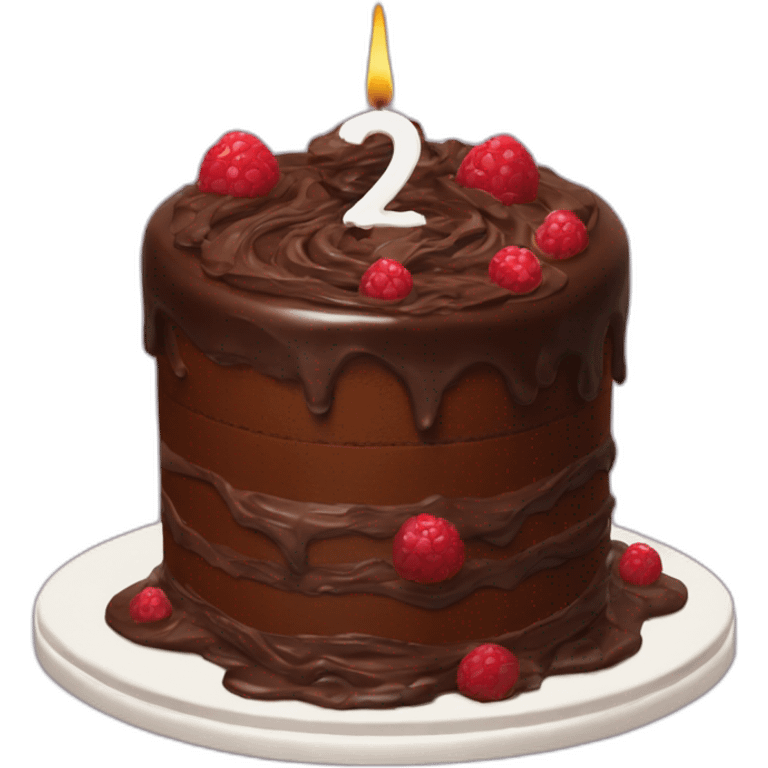 giant chocolate cake with number 28 candle on it emoji