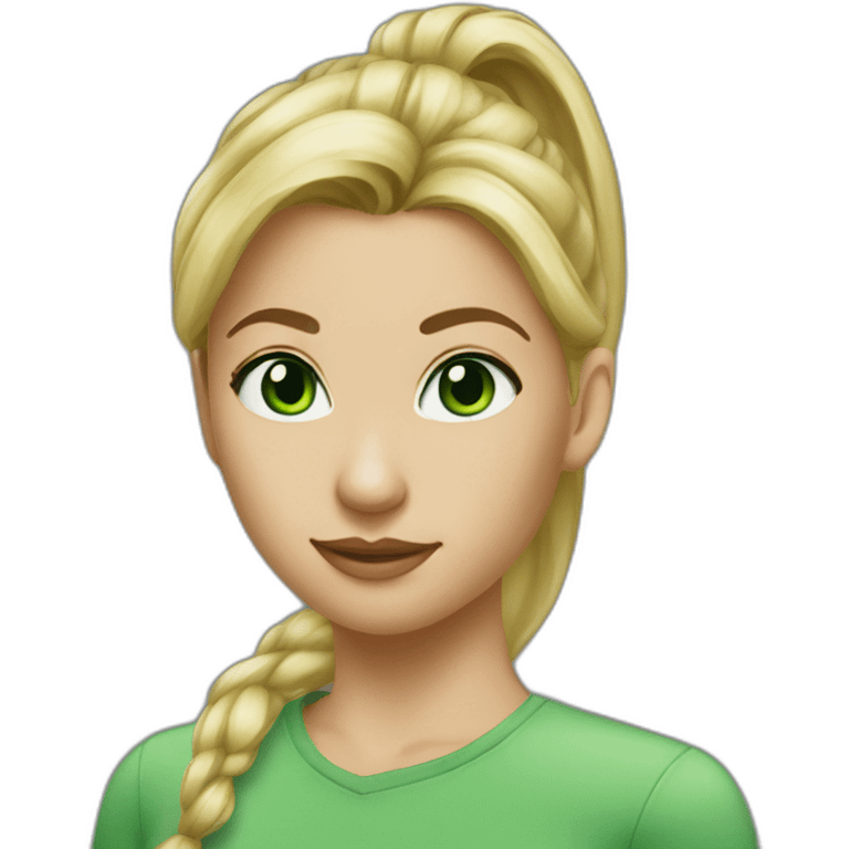 green eyes woman blonde ponytail emoji