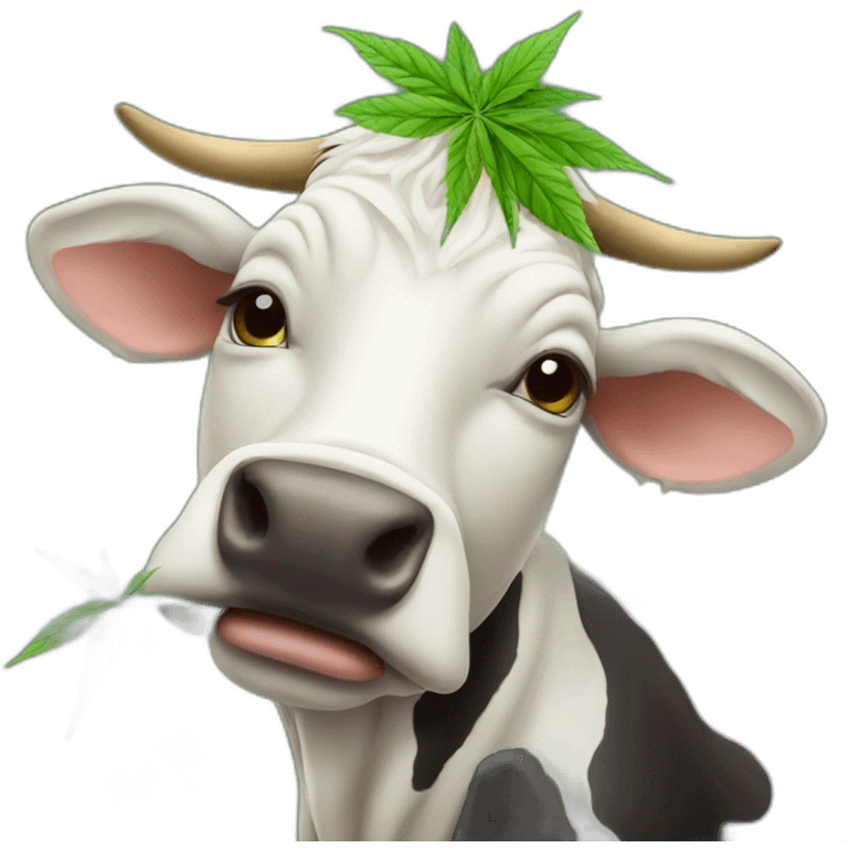 Cow eating weed emoji