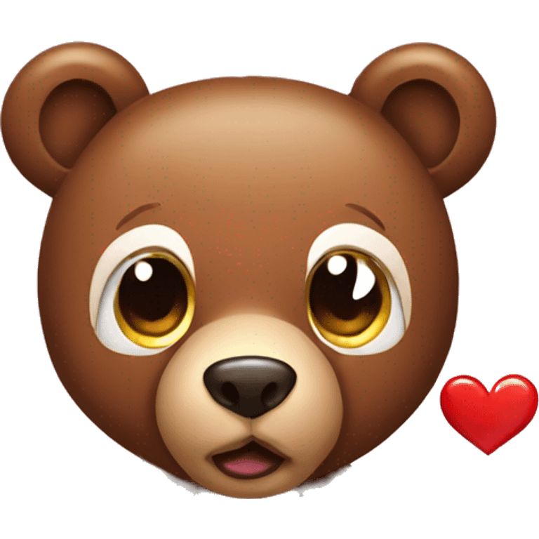 Cute brown bear with heart eating emoji