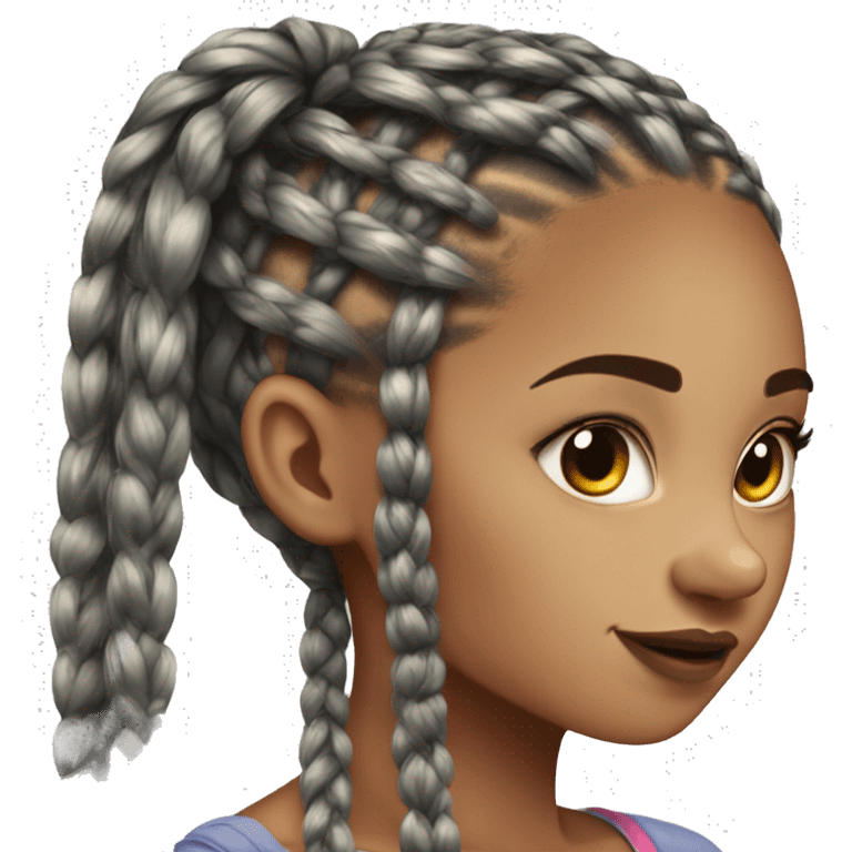 box braids on light skinned girl head emoji