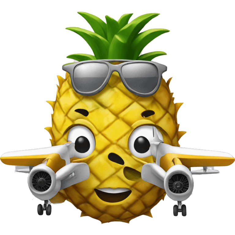 Humanlike pineapple in a plane emoji