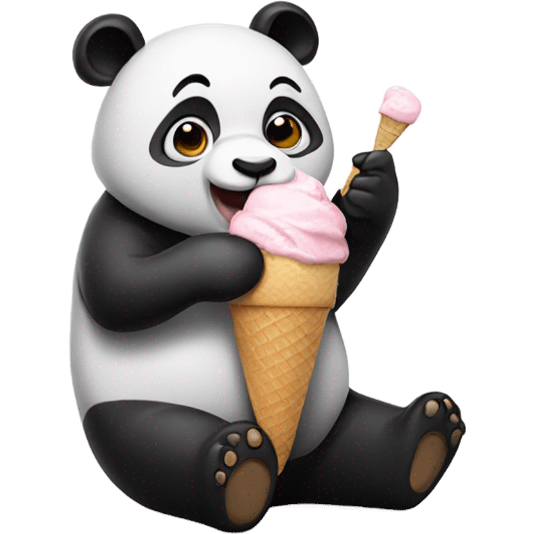 Panda eating ice cream emoji