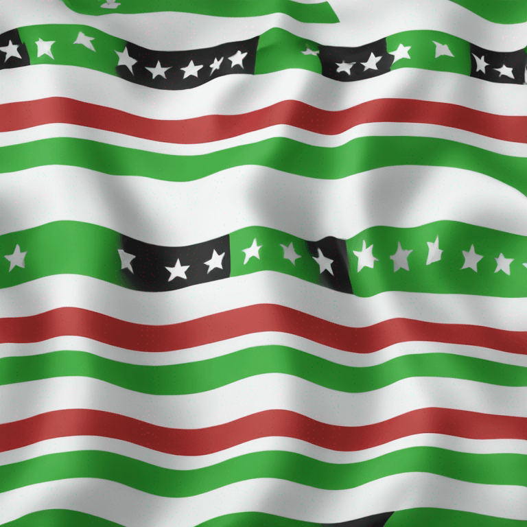 flag - green then white with three red stars then black emoji