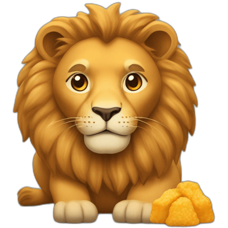 Lionceau et en peluche qui mange des nuggets emoji