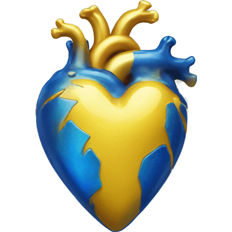 Blue and yellow shiny heart  emoji