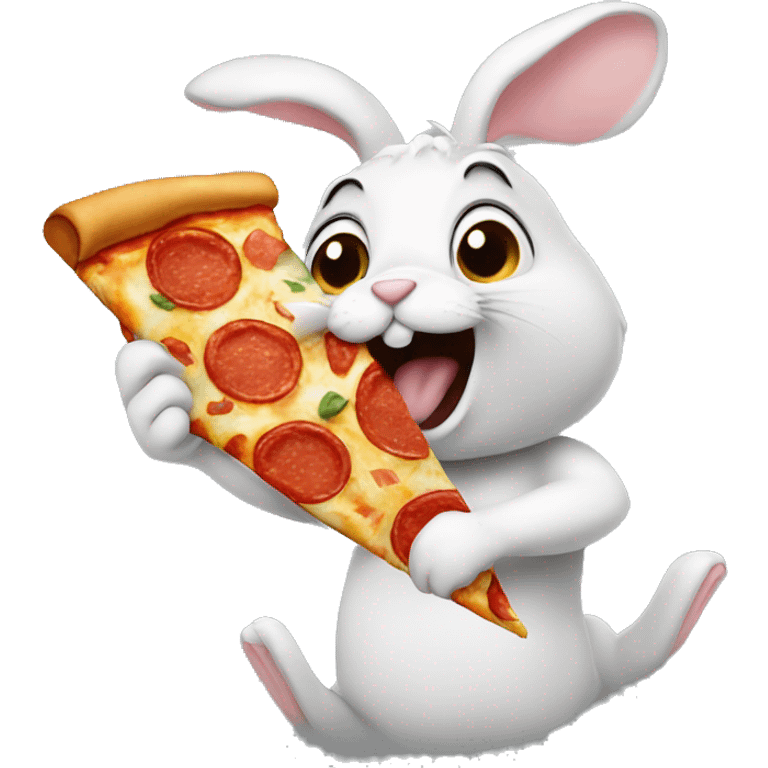 Rabbit eating pizza emoji