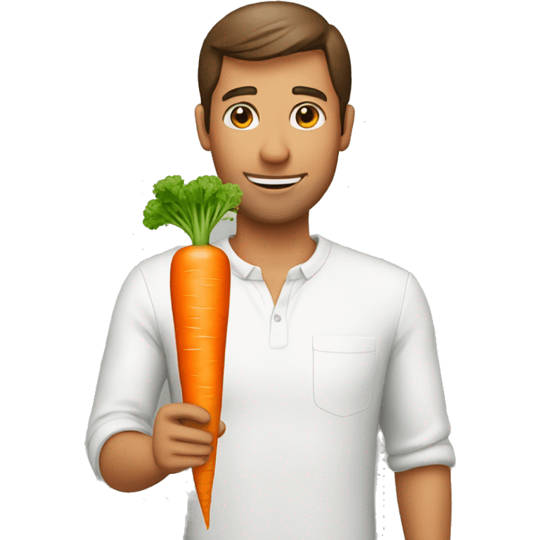 Man holding a carrot emoji