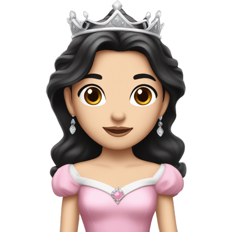 PRINCESS WITH WHITE SKIN, LONG BLACK HAIR WITH LIGHTLY WAVES, WITH PRINCESS CROWN, WITH PINK PRINCESS OUTFIT emoji