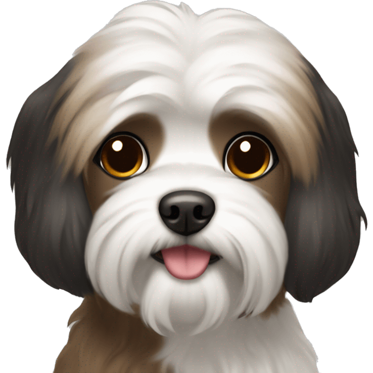 Brown black and white Maltese  emoji