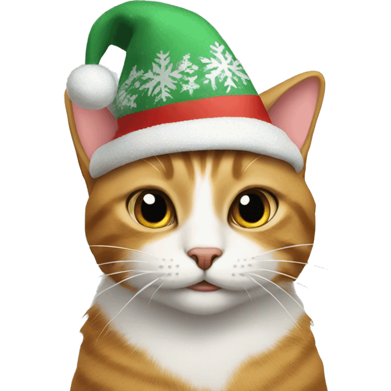 cat wearing a Christmas hat emoji