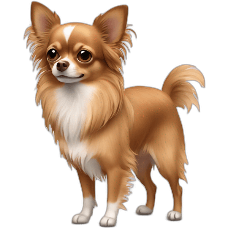 Long haired brown mulititone Chihuahua emoji