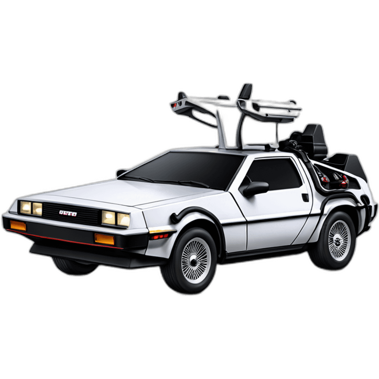 a DeLorean ECTO-1 with the Ghostbusters logo emoji