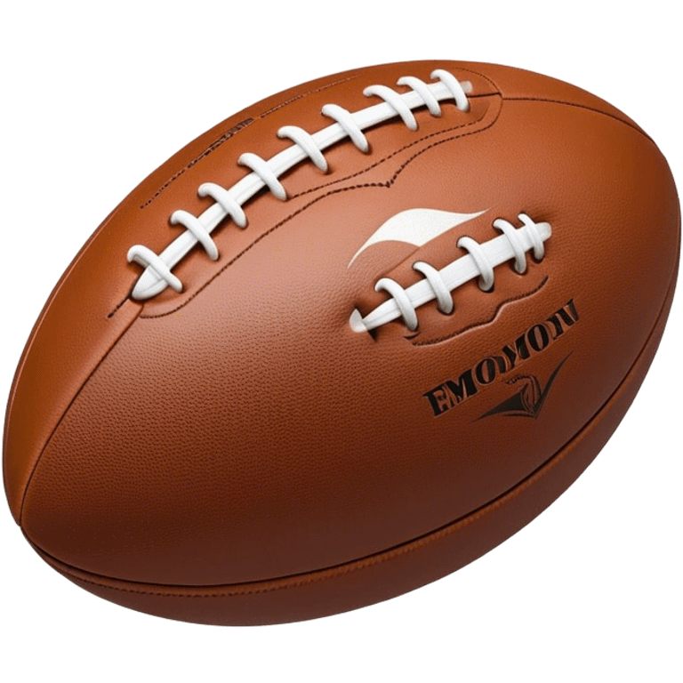 Cinematic Realistic image of a rugby ball in mid-action, with dynamic motion blur and finely rendered leather textures, set against a sunlit, energetic field that underscores its robust athleticism emoji