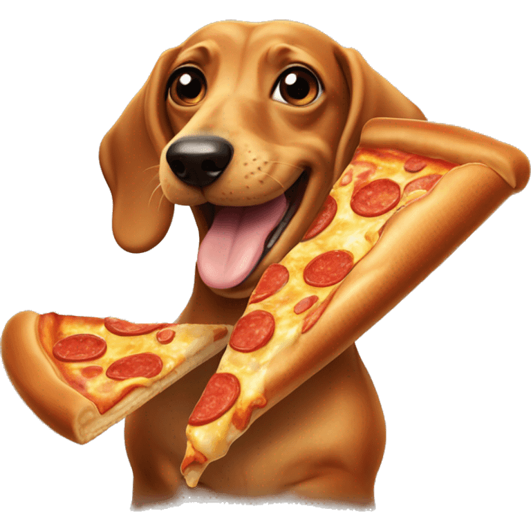 wiener dog eating pizza  emoji