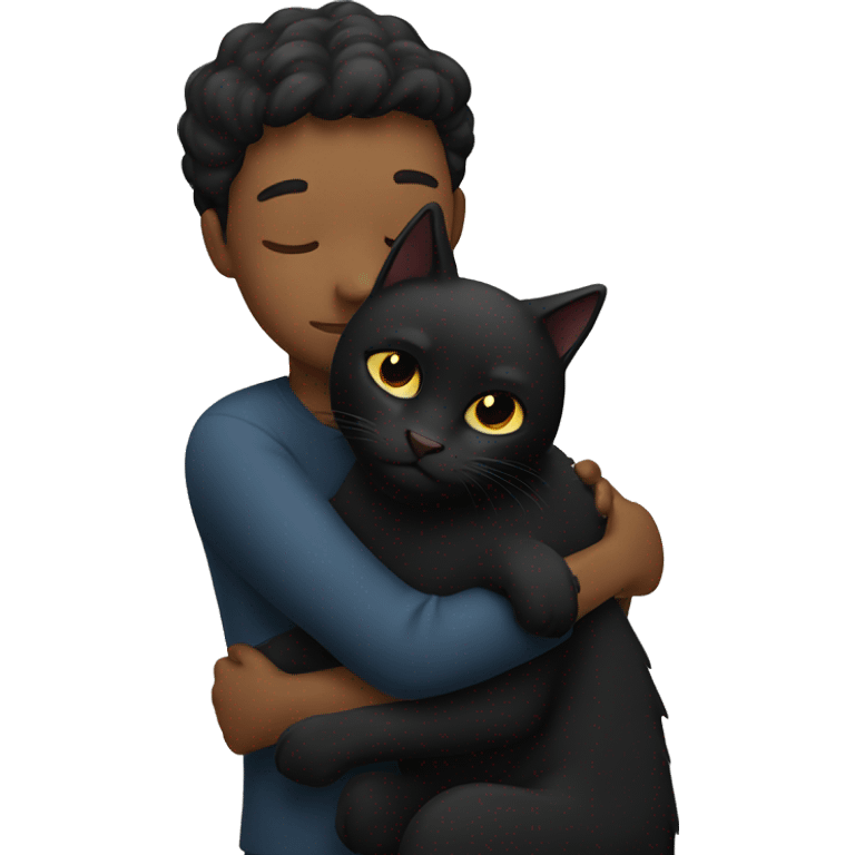 person hugging a black cat emoji