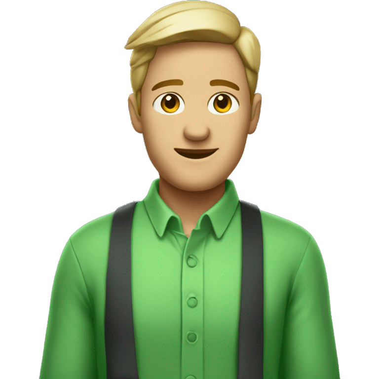 Really kind looking restaurant person with green shirt emoji