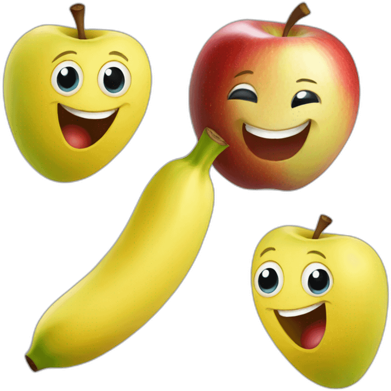 happy banana dancing with an apple emoji